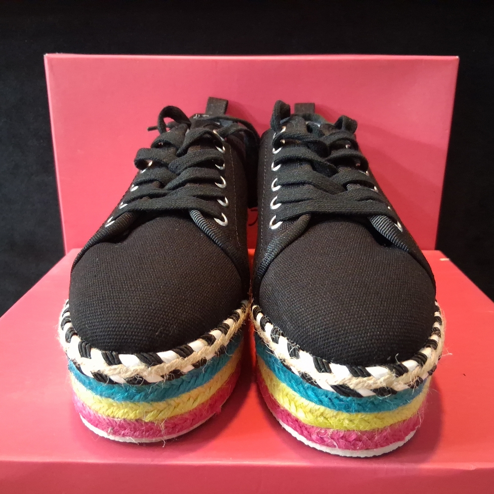 Betsey Johnson Black and Multicolor Platform Sneakers - Picture 3 of 6